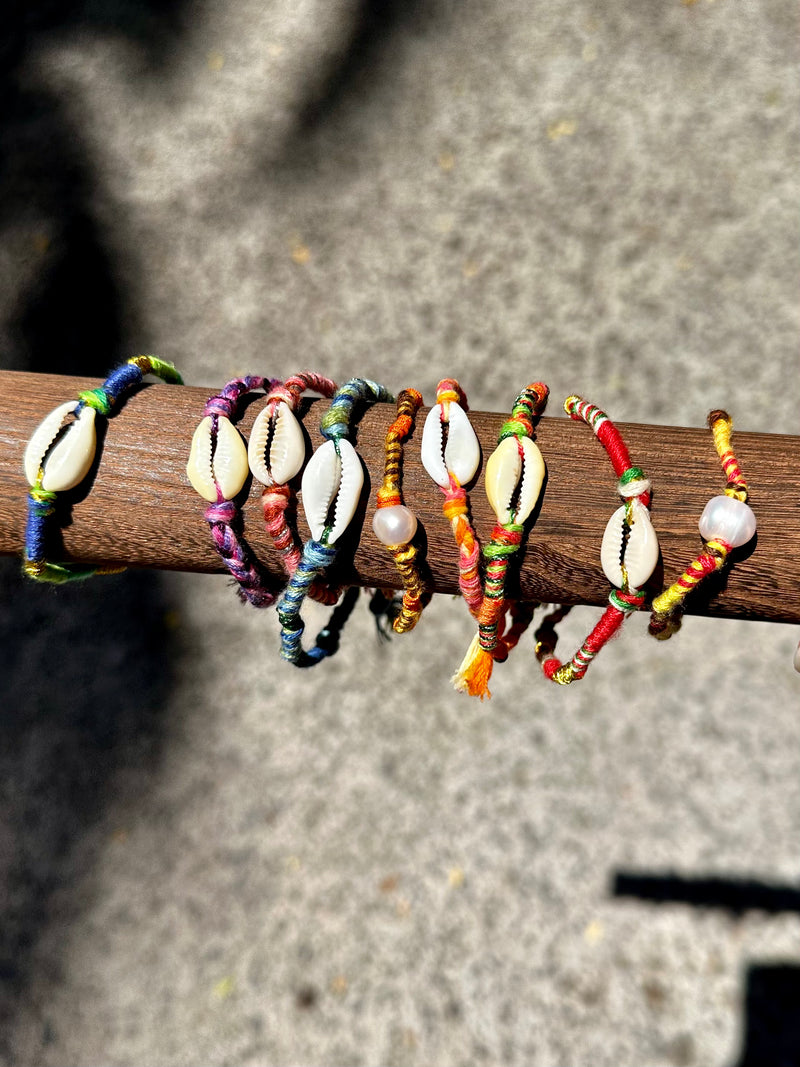 Baby Cowrie Shell or Fresh Water Pearl Friendship Bracelet