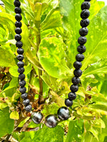 Tahitian Black Pearl and Lava Necklace