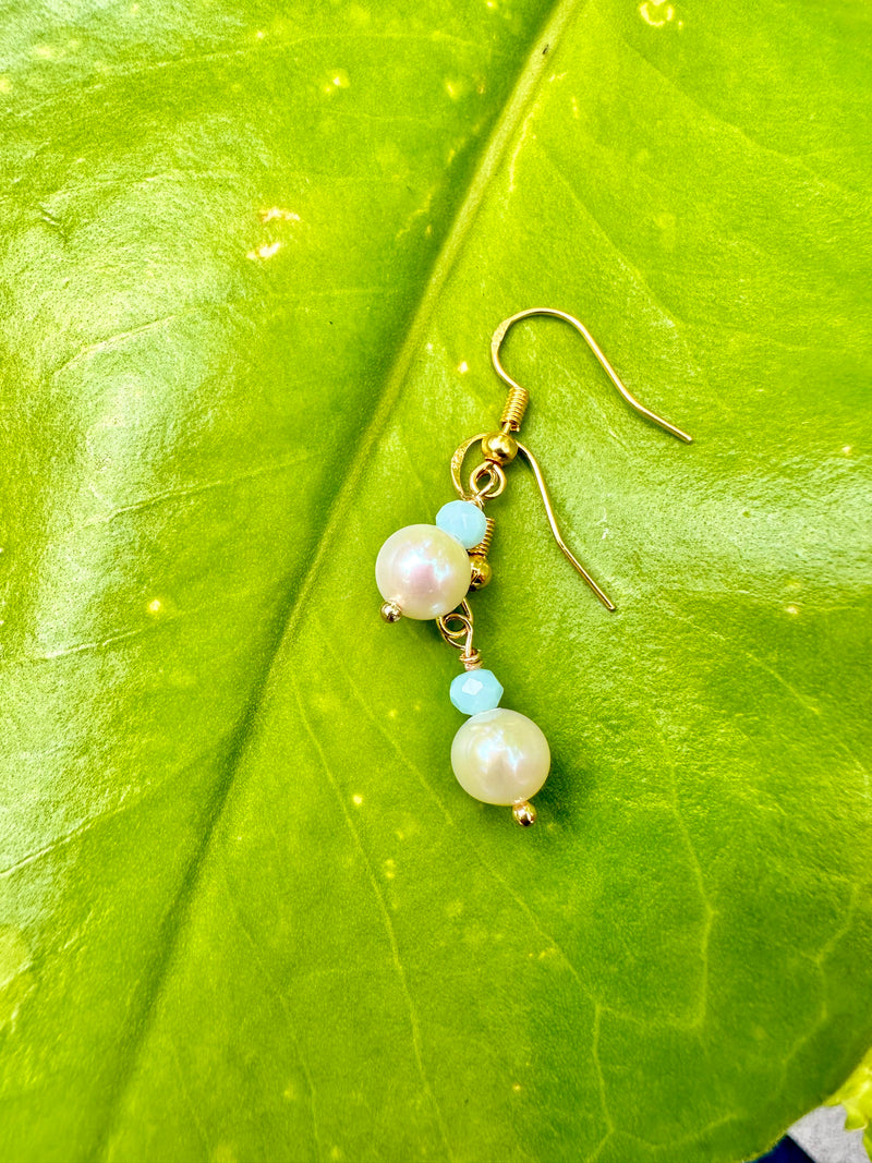 Peruvian Opal and Fresh Water Pearl Earrings