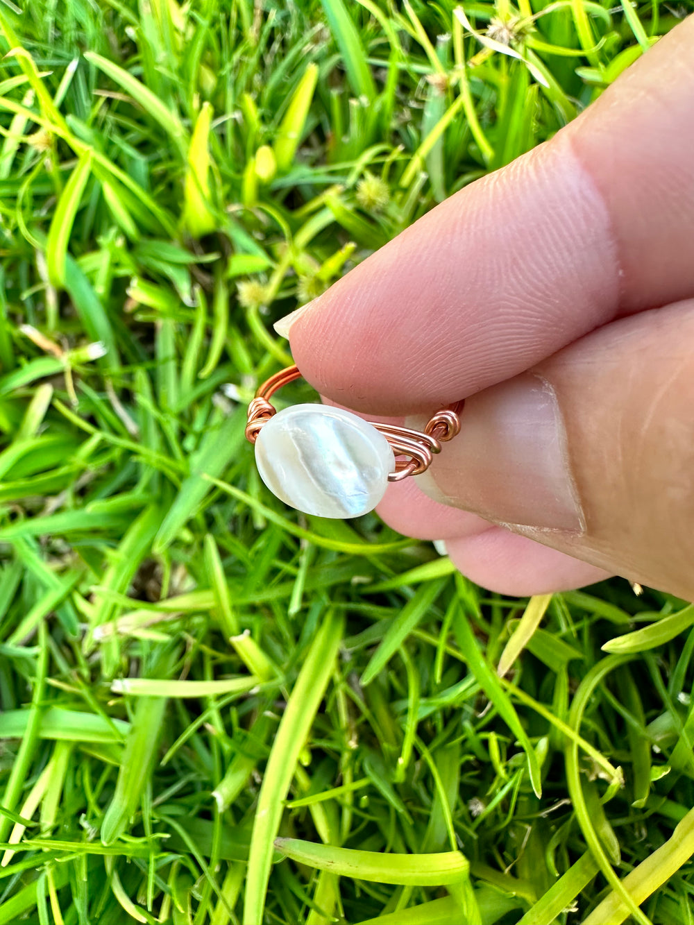 White Stone/ Copper Wrap