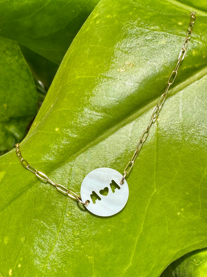 Mother of Pearl MOM necklace