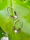 Oval wired Fresh Water White Pearl & Tigers Eye Earrings