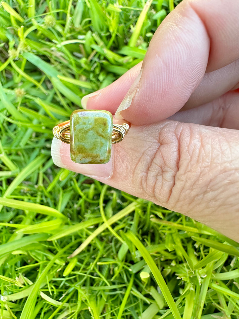Precious Gemstone Wire Wrapped Rings