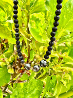 Tahitian Black Pearl and Lava Necklace