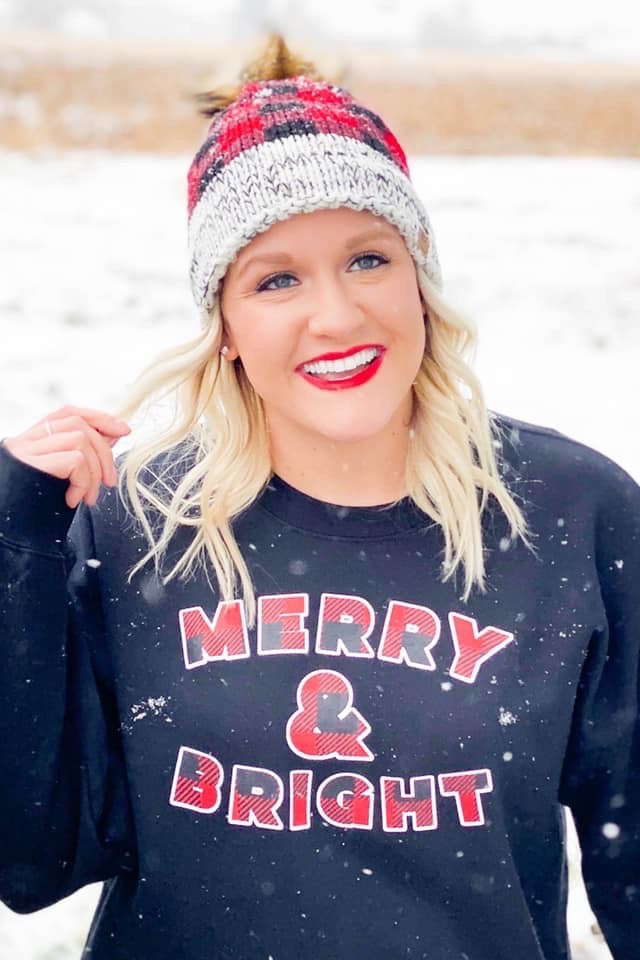 Merry And Bright Sweatshirt-EOY2020, Made in the USA-Womens Artisan USA American Made Clothing Accessories