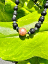 Pink Edison Pearl Labradorite and Lava Beaded Necklace
