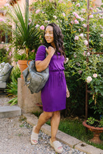 Cute Comfort Dress In Purple - On Hand-1XL, 2XL, 3XL, 8-13-2020, BFCM2020, Dresses, Group A, Group B, Group C, Group D, Group T, Group V, Large, Made in the USA, Medium, Plus, Small, XL, XS-Womens Artisan USA American Made Clothing Accessories