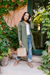 Between Seasons Cardigan In Olive-1XL, 2XL, 3XL, 8-20-2020, Final Few Friday, Group A, Group B, Group C, Group D, Large, Made in the USA, Medium, Plus, Small, Tops, XL, XS-Womens Artisan USA American Made Clothing Accessories