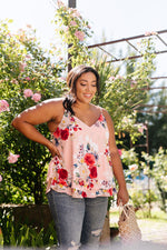Elegant Floral Camisole In Blush - On Hand-1XL, 2XL, 3XL, 8-20-2020, BFCM2020, Group A, Group B, Group C, Group D, Group T, Large, Made in the USA, Medium, On hand, Plus, Small, Tops, XL, XS-Small-Womens Artisan USA American Made Clothing Accessories