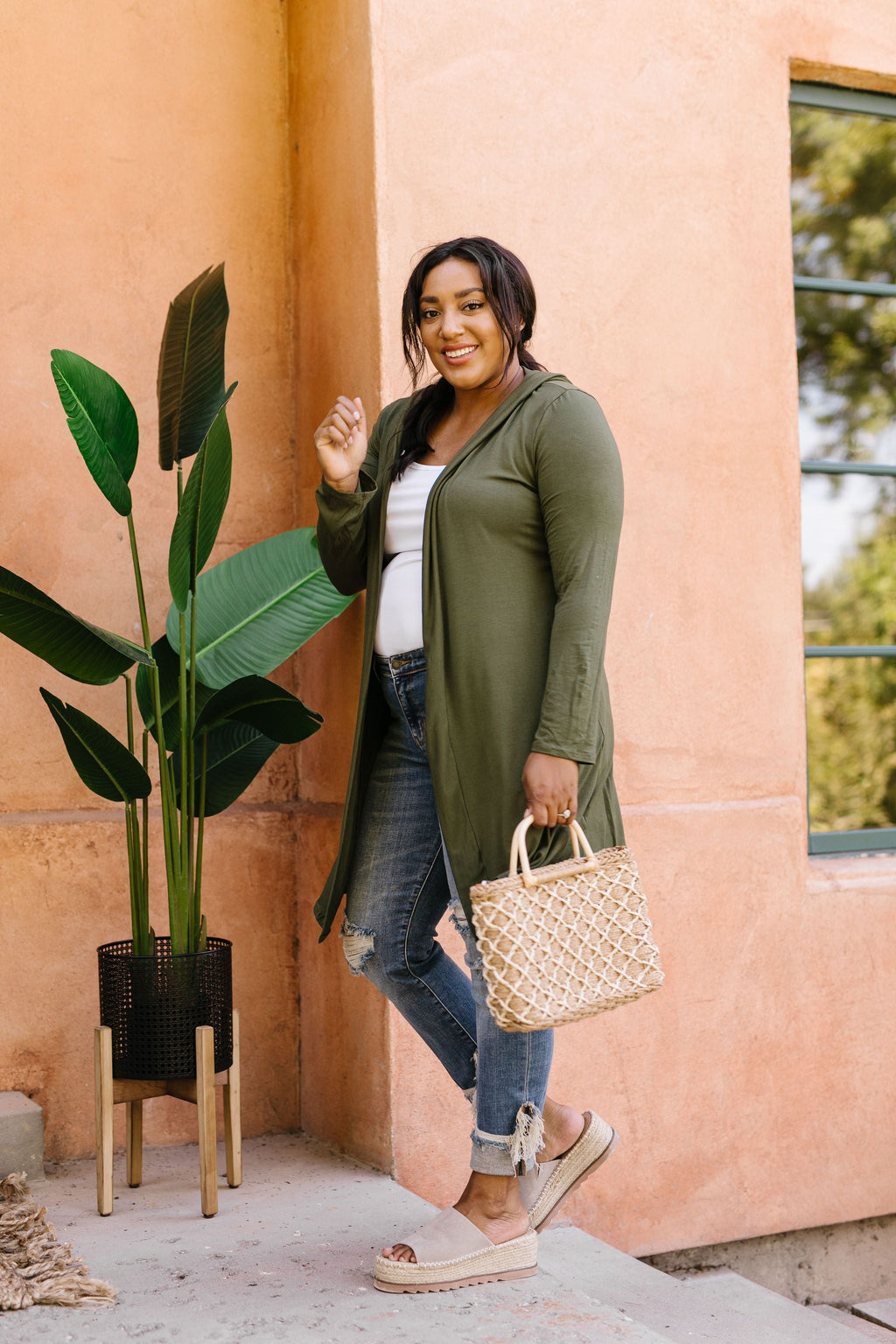 Between Seasons Cardigan In Olive-1XL, 2XL, 3XL, 8-20-2020, Final Few Friday, Group A, Group B, Group C, Group D, Large, Made in the USA, Medium, Plus, Small, Tops, XL, XS-Womens Artisan USA American Made Clothing Accessories