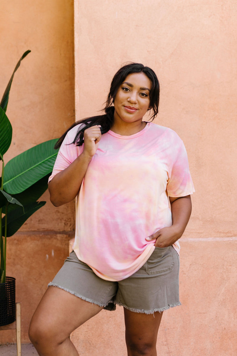 Orange Sherbet Tie Dye Top - On Hand-1XL, 2XL, 3XL, 8-13-2020, 8-21-2020, BFCM2020, Bonus, Group A, Group B, Group C, Group D, Group T, Large, Made in the USA, Medium, On hand, Plus, Small, Tops, XL, XS-Small-Womens Artisan USA American Made Clothing Accessories