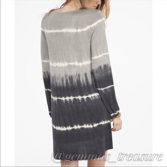 Ombré Tie Dye Dress-charcoal, dress, fall, long sleeve, Made in the USA, tiedye-Womens Artisan USA American Made Clothing Accessories