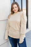 A Little Puff In Your Sleeve in Taupe - On Hand-11-10-2020, 11-20-2020, 1XL, 2XL, 3XL, BFCM2020, Bonus, Group A, Group B, Group C, Group D, Large, Made in the USA, Medium, On hand, Small, Tops, XL, XS-Small-Womens Artisan USA American Made Clothing Accessories