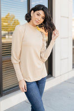 A Little Puff In Your Sleeve in Taupe - On Hand-11-10-2020, 11-20-2020, 1XL, 2XL, 3XL, BFCM2020, Bonus, Group A, Group B, Group C, Group D, Large, Made in the USA, Medium, On hand, Small, Tops, XL, XS-Small-Womens Artisan USA American Made Clothing Accessories