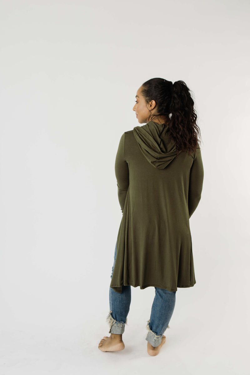 Between Seasons Cardigan In Olive-1XL, 2XL, 3XL, 8-20-2020, Final Few Friday, Group A, Group B, Group C, Group D, Large, Made in the USA, Medium, Plus, Small, Tops, XL, XS-Womens Artisan USA American Made Clothing Accessories