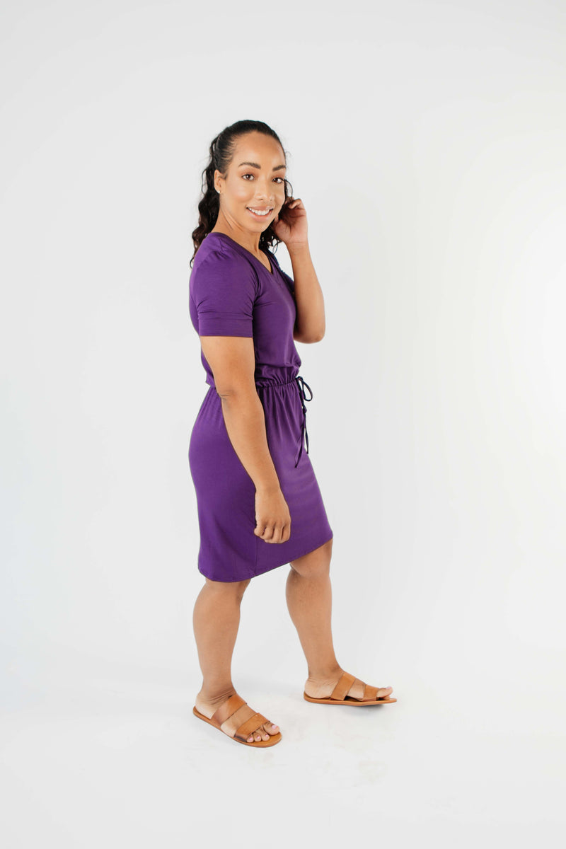 Cute Comfort Dress In Purple - On Hand-1XL, 2XL, 3XL, 8-13-2020, BFCM2020, Dresses, Group A, Group B, Group C, Group D, Group T, Group V, Large, Made in the USA, Medium, Plus, Small, XL, XS-Womens Artisan USA American Made Clothing Accessories