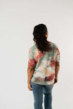 Waffle Knit Tie Dye Top In Sunrise - On Hand-1XL, 2XL, 3XL, 8-18-2020, BFCM2020, Group A, Group B, Group C, Group D, Group T, Large, Made in the USA, Medium, On hand, Plus, Small, Tops, XL, XS-Small-Womens Artisan USA American Made Clothing Accessories