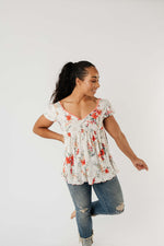 You're A Sweetheart Floral Top - On Hand-1XL, 2XL, 3XL, 8-18-2020, BFCM2020, Group A, Group B, Group C, Group D, Large, Made in the USA, Medium, On hand, Plus, Small, Tops-Medium-Womens Artisan USA American Made Clothing Accessories