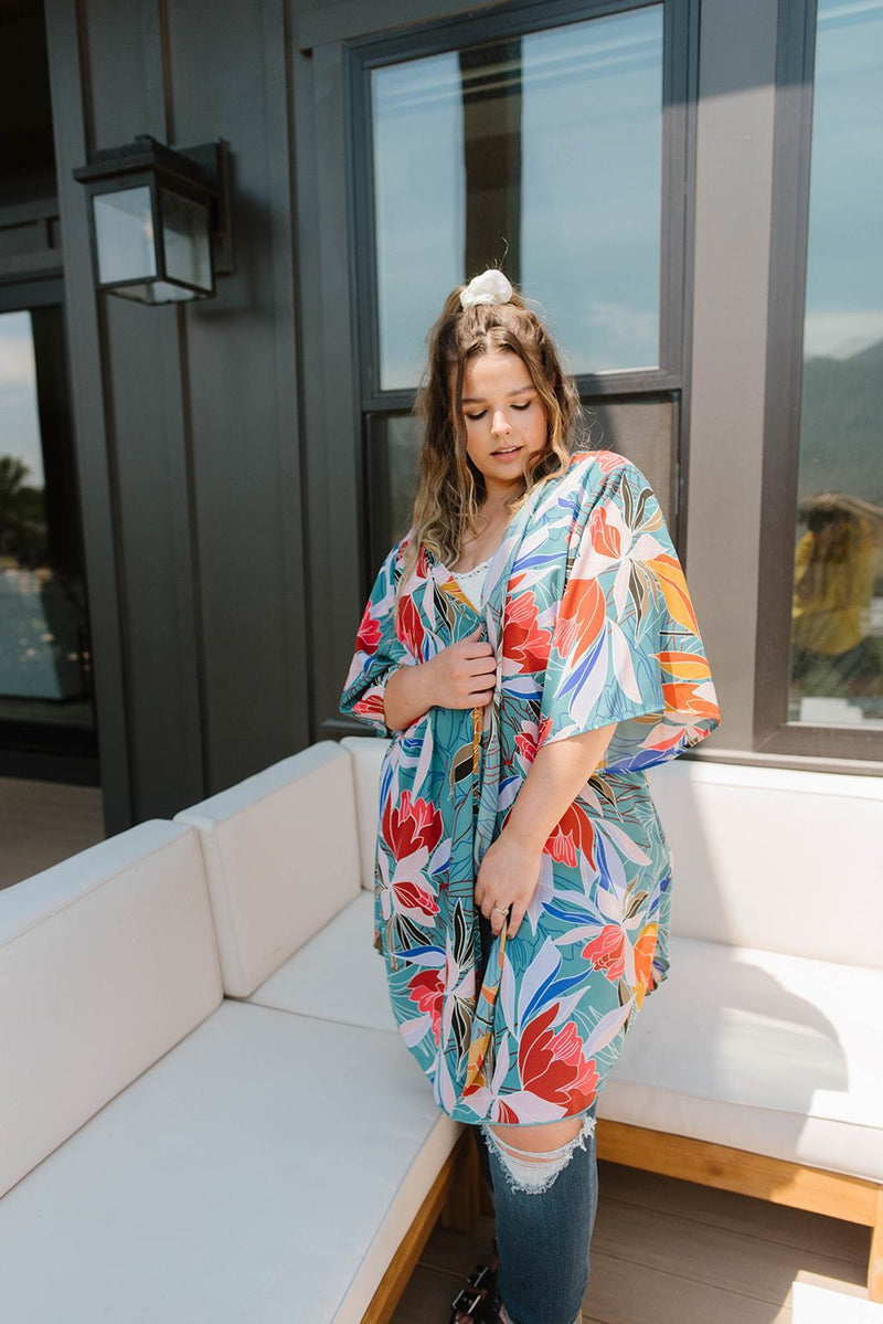 Bird of Paradise Kimono-1XL, 2XL, 4-22-2021, 8-12-2020, 8-6-2020, BFCM2020, Bonus, Final Few Friday, Group A, Group B, Group C, Group D, Group T, Group U, Group X, Group Y, Group Z, July2021SummerSale, Large, Made in the USA, Medium, Plus, Reshoots, Small, SummerContest2021Part2, Tops, XL-Womens Artisan USA American Made Clothing Accessories