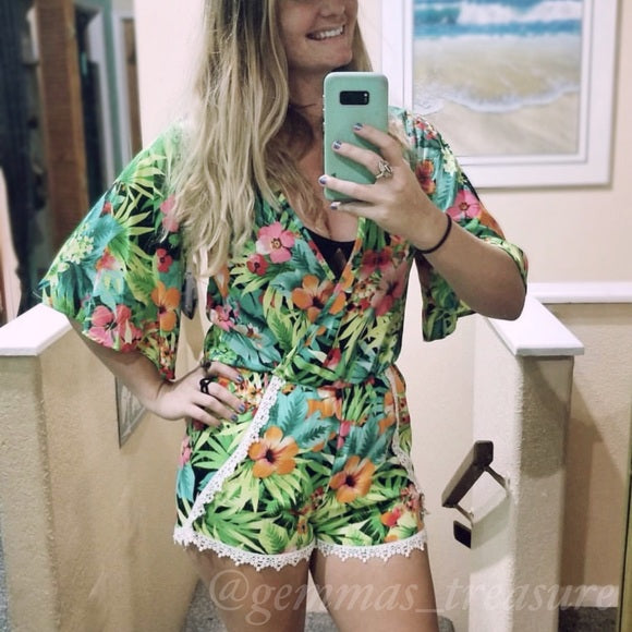 Vibrant Floral Romper--Womens Artisan USA American Made Clothing Accessories