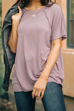 Cozy Cool Tee in Lavender - On Hand-10-1-2020, 1XL, 2XL, 3XL, BFCM2020, Group A, Group B, Group C, Group D, Group S, Group V, Large, Made in the USA, Medium, Plus, Small, Tops, XL, XS-XS-Womens Artisan USA American Made Clothing Accessories