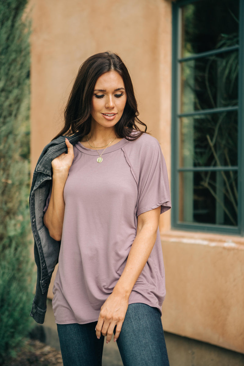 Cozy Cool Tee in Lavender - On Hand-10-1-2020, 1XL, 2XL, 3XL, BFCM2020, Group A, Group B, Group C, Group D, Group S, Group V, Large, Made in the USA, Medium, Plus, Small, Tops, XL, XS-XS-Womens Artisan USA American Made Clothing Accessories