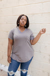 Essential V-Neck Tee In Mocha - On Hand-10-2-2020, 1XL, 2XL, 3XL, 9-24-2020, BFCM2020, Bonus, Final Few Friday, Group A, Group B, Group C, Group D, Group T, Large, Made in the USA, Medium, On hand, Plus, Small, Tops, XL, XS-Small-Womens Artisan USA American Made Clothing Accessories