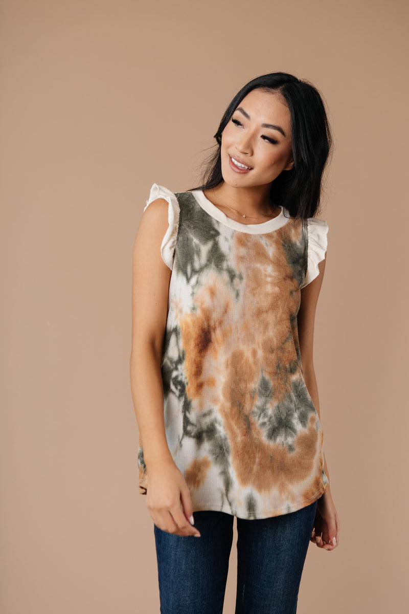 Falling Leaves Textured Tie Dye Top-1XL, 2XL, 3XL, 9-10-2020, Group A, Group B, Group C, Group D, Group T, LaborDay2021, Large, Made in the USA, Medium, Plus, Small, Tops, XL, XS-Womens Artisan USA American Made Clothing Accessories