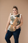 Falling Leaves Textured Tie Dye Top-1XL, 2XL, 3XL, 9-10-2020, Group A, Group B, Group C, Group D, Group T, LaborDay2021, Large, Made in the USA, Medium, Plus, Small, Tops, XL, XS-Womens Artisan USA American Made Clothing Accessories