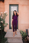 Girl Next Door Jumpsuit In Plum-1XL, 2XL, 3XL, 9-10-2020, BFCM2020, Bottoms, Final Few Friday, Group A, Group B, Group C, Group D, Group T, Large, Made in the USA, Medium, Plus, Small, Warehouse Sale, XL, XS-Womens Artisan USA American Made Clothing Accessories