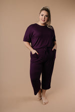 Girl Next Door Jumpsuit In Plum-1XL, 2XL, 3XL, 9-10-2020, BFCM2020, Bottoms, Final Few Friday, Group A, Group B, Group C, Group D, Group T, Large, Made in the USA, Medium, Plus, Small, Warehouse Sale, XL, XS-Womens Artisan USA American Made Clothing Accessories