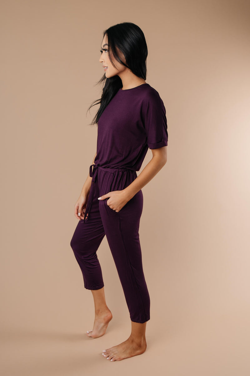 Girl Next Door Jumpsuit In Plum-1XL, 2XL, 3XL, 9-10-2020, BFCM2020, Bottoms, Final Few Friday, Group A, Group B, Group C, Group D, Group T, Large, Made in the USA, Medium, Plus, Small, Warehouse Sale, XL, XS-Womens Artisan USA American Made Clothing Accessories