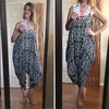 Handkerchief Harem Jumpsuit-geo, made in the usa, rayon-Womens Artisan USA American Made Clothing Accessories