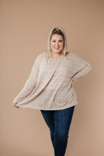 Lightweight Striped Pullover In Taupe - On Hand-1XL, 2XL, 3XL, 9-8-2020, BFCM2020, Group A, Group B, Group C, Group D, Group V, Large, Made in the USA, Medium, Plus, Small, Tops, Warehouse Sale, XL, XS-Small-Womens Artisan USA American Made Clothing Accessories