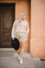 Lightweight Striped Shorts In Taupe - On Hand-1XL, 2XL, 3XL, 9-8-2020, BFCM2020, Bottoms, Group A, Group B, Group C, Group D, Group V, Large, Loungewear, Made in the USA, Medium, On hand, Plus, Shorts, Small, Warehouse Sale, XL, XS-Medium-Womens Artisan USA American Made Clothing Accessories