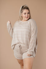 Lightweight Striped Pullover In Taupe - On Hand-1XL, 2XL, 3XL, 9-8-2020, BFCM2020, Group A, Group B, Group C, Group D, Group V, Large, Made in the USA, Medium, Plus, Small, Tops, Warehouse Sale, XL, XS-Small-Womens Artisan USA American Made Clothing Accessories