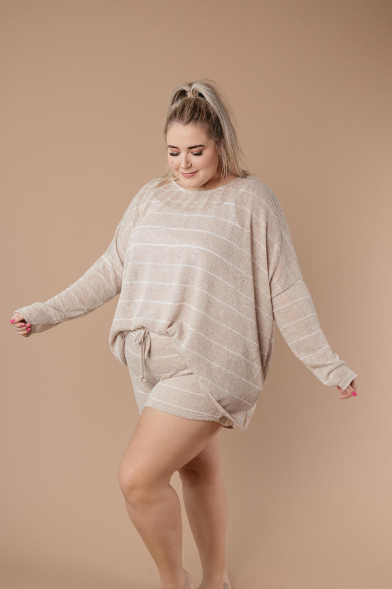 Lightweight Striped Pullover In Taupe - On Hand-1XL, 2XL, 3XL, 9-8-2020, BFCM2020, Group A, Group B, Group C, Group D, Group V, Large, Made in the USA, Medium, Plus, Small, Tops, Warehouse Sale, XL, XS-Small-Womens Artisan USA American Made Clothing Accessories