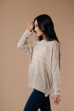 Lightweight Striped Pullover In Taupe - On Hand-1XL, 2XL, 3XL, 9-8-2020, BFCM2020, Group A, Group B, Group C, Group D, Group V, Large, Made in the USA, Medium, Plus, Small, Tops, Warehouse Sale, XL, XS-Small-Womens Artisan USA American Made Clothing Accessories