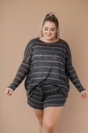 Lightweight Striped Shorts In Charcoal - On Hand-1XL, 2XL, 3XL, 9-8-2020, BFCM2020, Bottoms, Group A, Group B, Group C, Group D, Group T, Group V, Large, Made in the USA, Medium, Plus, Small, Warehouse Sale, XL, XS-Medium-Womens Artisan USA American Made Clothing Accessories