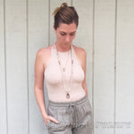 Taupe Ribbed Bodysuit-Made in the USA-Womens Artisan USA American Made Clothing Accessories
