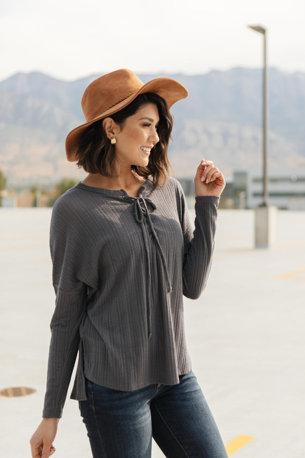 Straight Laced Ribbed Top In Charcoal - On Hand-10-2-2020, 1XL, 2XL, 3XL, 9-24-2020, BFCM2020, Bonus, Group A, Group B, Group C, Group D, Group S, Group T, Group V, Group W, Large, Made in the USA, Medium, Plus, Small, Tops, XL, XS-XS-Womens Artisan USA American Made Clothing Accessories