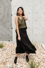 Tiered & Tied Skirt In Black - On Hand-10-7-2020, 1XL, 2XL, 3XL, BFCM2020, Bottoms, Group A, Group B, Group C, Group D, Group S, Group T, Large, Made in the USA, Medium, Plus, Small, XL, XS-Medium-Womens Artisan USA American Made Clothing Accessories