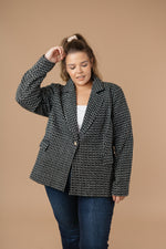 Tweedle Delightful Tweed Blazer In Black-11-12-2021, 1XL, 2XL, 3XL, 9-15-2020, Group A, Group B, Group C, Group T, Group U, Group X, Group Y, Group Z, Large, Made in the USA, Medium, Plus, Re-Release, SiteWide21, Small, Tops-Womens Artisan USA American Made Clothing Accessories