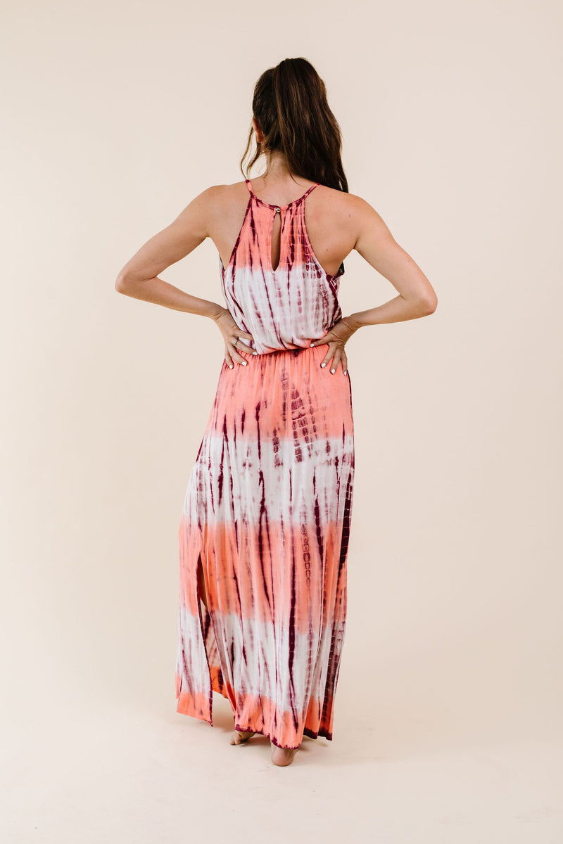 Bamboo Coral Halter Dress - On Hand-1XL, 2XL, 3XL, 8-25-2020, 9-11-2020, BFCM2020, Bonus, Dresses, Group A, Group B, Group C, Group D, Group T, Large, Made in the USA, Medium, Plus, Small, XL, XS-Small-Womens Artisan USA American Made Clothing Accessories