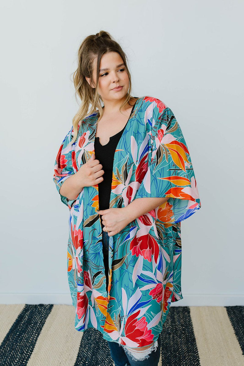 Bird of Paradise Kimono-1XL, 2XL, 4-22-2021, 8-12-2020, 8-6-2020, BFCM2020, Bonus, Final Few Friday, Group A, Group B, Group C, Group D, Group T, Group U, Group X, Group Y, Group Z, July2021SummerSale, Large, Made in the USA, Medium, Plus, Reshoots, Small, SummerContest2021Part2, Tops, XL-Womens Artisan USA American Made Clothing Accessories