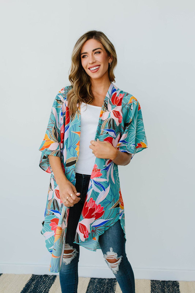 Bird of Paradise Kimono-1XL, 2XL, 4-22-2021, 8-12-2020, 8-6-2020, BFCM2020, Bonus, Final Few Friday, Group A, Group B, Group C, Group D, Group T, Group U, Group X, Group Y, Group Z, July2021SummerSale, Large, Made in the USA, Medium, Plus, Reshoots, Small, SummerContest2021Part2, Tops, XL-Womens Artisan USA American Made Clothing Accessories