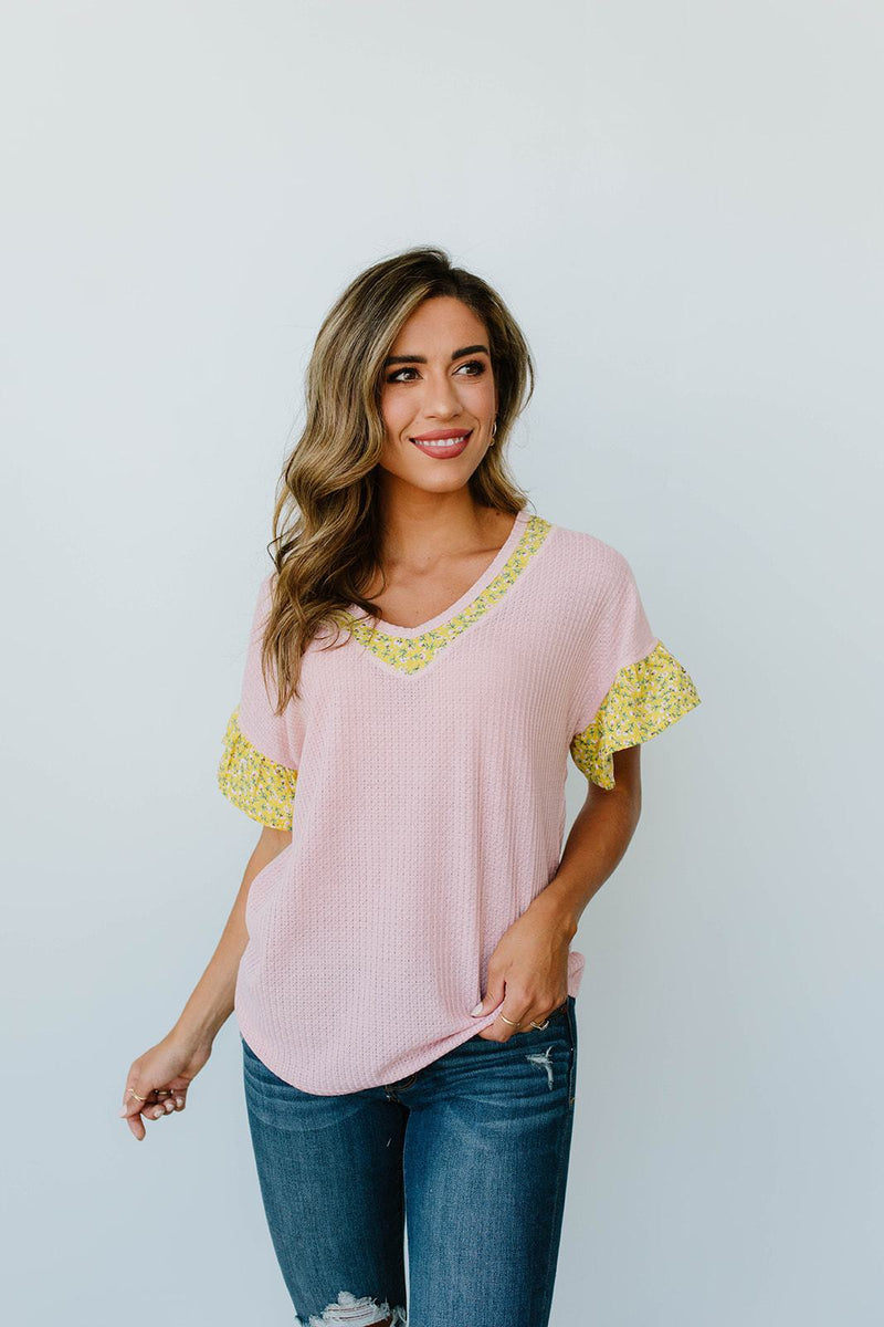 Briar Rose Waffle Knit Top - On Hand-1XL, 2XL, 3XL, 8-12-2020, 8-4-2020, BFCM2020, Bonus, Group A, Group B, Group C, Group D, Large, Made in the USA, Medium, On hand, Plus, Small, Tops-Small-Womens Artisan USA American Made Clothing Accessories