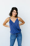 Charlize Surplice Tank In Blue-1XL, 2XL, 3XL, 4-9-2021, 8-13-2020, BFCM2020, Group A, Group B, Group C, Group D, Group T, Large, Made in the USA, Medium, Plus, Re-Release, SiteWide21, Small, Tops-Womens Artisan USA American Made Clothing Accessories