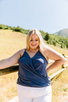 Charlize Surplice Tank In Blue-1XL, 2XL, 3XL, 4-9-2021, 8-13-2020, BFCM2020, Group A, Group B, Group C, Group D, Group T, Large, Made in the USA, Medium, Plus, Re-Release, SiteWide21, Small, Tops-Womens Artisan USA American Made Clothing Accessories