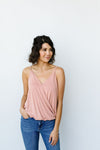 Charlize Surplice Tank In Blush - On Hand-1XL, 2XL, 3XL, 8-13-2020, BFCM2020, Group A, Group B, Group C, Group D, Group T, Large, Made in the USA, Medium, On hand, Plus, Small, Tops-Small-Womens Artisan USA American Made Clothing Accessories